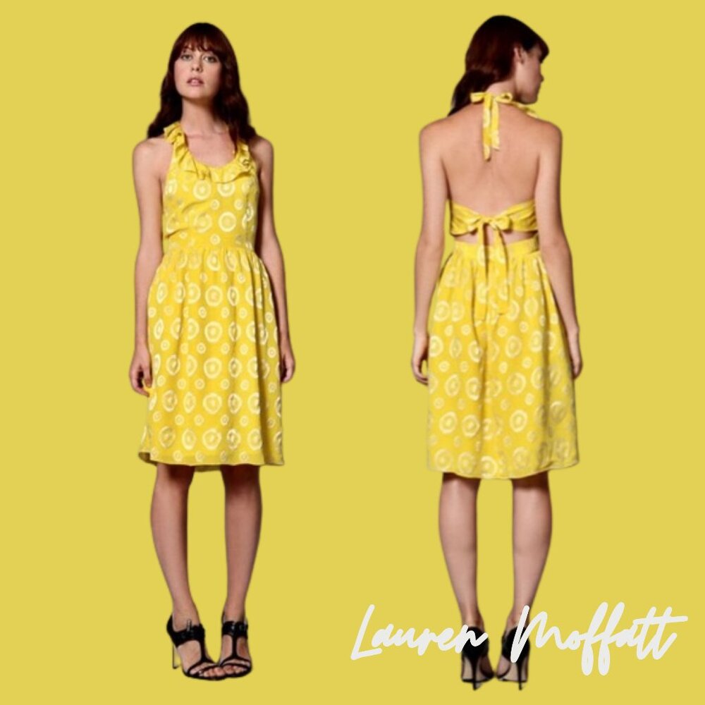 🌼 Anthropologie 100% Silk Yellow Dress – Size 2, NWOT